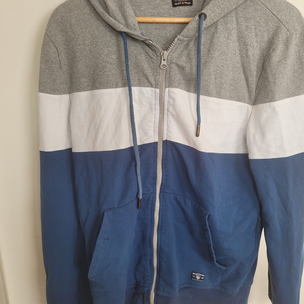 Buffalo David Bitton Gray and Blue Zip-Up Sweater